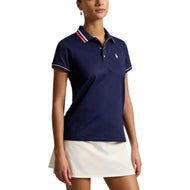 RLX Ralph Lauren Women's Tour Pique Golf Polo Shirt - Refined Navy/Ceramic White/Hot Pink