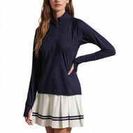RLX Ralph Lauren Women's Stretch Jersey Peached Quarter-Zip Pullover - Refined Navy