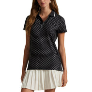 RLX Ralph Lauren Women's Printed Lightweight Airflow Golf Shirt - Polo Black Polka Dot