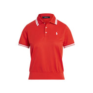 RLX Ralph Lauren Women's Tour Pique Golf Shirt - Bright Poppy/Ceramic White