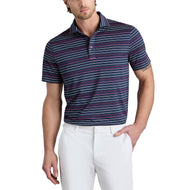 G/Fore Multi Stripe Tech Pique Performance Golf Polo Shirt - Twilight/Lava