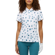 Rohnisch Women's Deni Golf Polo Shirt - Teal Mountain Bloom