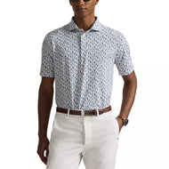 RLX Ralph Lauren Printed Lightweight Airflow Golf Polo Shirt - White Navy Chin Chin Rlx