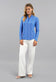 IBKUL Women's Amani Long Sleeve Zip Mock Neck Shirt - Blue/White