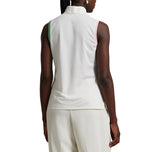RLX Ralph Lauren Women's Tour Pique Sleeveless Mock Neck 1/4 Zip Golf Top - White/Garden Pink/Pistachio