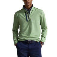 RLX Ralph Lauren Driver Luz Perf Jersey 1/4 Zip Golf Midlayer - Outback Green Heather