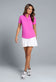 IBKUL Women's Solid Short Sleeve Zip Mock Neck Shirt - Hot Pink