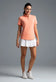 IBKUL Women's Solid Short Sleeve Zip Mock Neck Shirt - Peach
