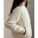 RLX Ralph Lauren Women's Wool Blend Cable Knit Bomber Jacket - Antique White