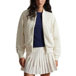RLX Ralph Lauren Women's Wool Blend Cable Knit Bomber Jacket - Antique White