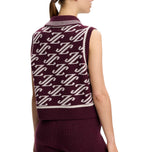 J.Lindeberg Women's Phoebe Jacquard Knit Golf Vest - Cardi Jacquard Winetasting