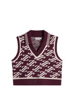 J.Lindeberg Women's Phoebe Jacquard Knit Golf Vest - Cardi Jacquard Winetasting