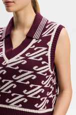 J.Lindeberg Women's Phoebe Jacquard Knit Golf Vest - Cardi Jacquard Winetasting