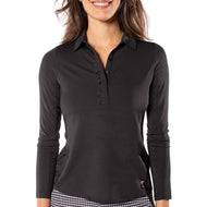 Golftini Women's Long Sleeve Ruffle Golf Shirt - Black