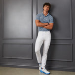 G/Fore Feeder Stripe Pique Golf Polo Shirt  - Sky/Twilight