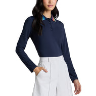 G/Fore Women's Contrast Collar Silky Tech Long Sleeve Golf Polo Shirt - Twilight