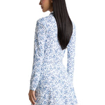 G/Fore Women's Scatter Ditzy Printed Long Sleeve Golf Polo Shirt - Snow/Twilight