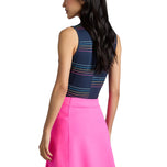 G/Fore Women's Split Stripe Tech Pique Sleeveless Golf Polo Shirt - Twilight
