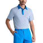 G/Fore Feeder Stripe Fine Tech Jersey Golf Polo Shirt - Lisbon Blue