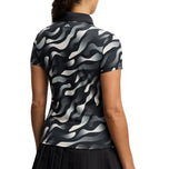 J.Lindeberg Women's Tour Tech Printed Golf Polo Shirt - Bunker Fade Black Moonbeam