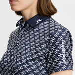 J.Lindeberg Women's Tour Tech Printed Golf Polo Shirt - Cardi Jacquard JL Navy