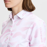 J.Lindeberg Women's Tour Tech Printed Golf Polo Shirt - Bunker Fade White Orchid