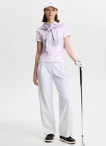 J.Lindeberg Women's Tour Tech Printed Golf Polo Shirt - Bunker Fade White Orchid