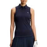 J.Lindeberg Women's Dena Sleeveless Golf Polo Shirt - JL Navy