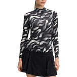 J.Lindeberg Women's Ella Print Compression Top - Bunker Fade Black Moonbeam