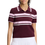 J.Lindeberg Women's Athena Knitted Golf Polo Shirt - Winetasting