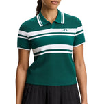 J.Lindeberg Women's Athena Knitted Golf Polo Shirt - Forest Biome