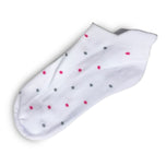 Glenmuir Women's Cotton Rich Cushioned Golf Socks - White/Hot Pink & Light Grey Dots