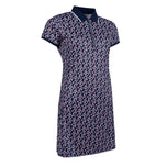 Glenmuir Women's Victoria 1/4 Zip Performance Golf Polo Dress - Navy/ Garnet Flowers