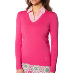 Golftini Women's Stretch V-Neck Golf Sweater - Hot Pink