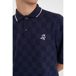 Huffer Check Par Golf Polo Shirt - Navy