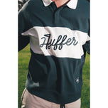 Huffer Rugby Pique Collared Golf Midlayer - Golf Green