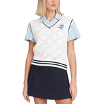 Huffer Women's Diamond Knit Golf Vest - Chalk