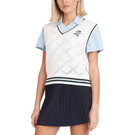 Huffer Women's Diamond Knit Golf Vest - Chalk