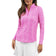 IBKUL Women's Amani Long Sleeve Zip Mock Neck Shirt - Hot Pink/White