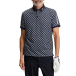 J.Lindeberg Tour Tech Print Golf Polo Shirt - Cardi Jacquard JL Navy