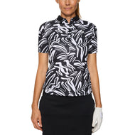 J.Lindeberg Women's  Georgia Print Golf Polo Shirt - Scribble JL Navy