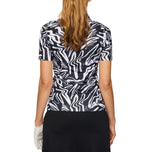 J.Lindeberg Women's  Georgia Print Golf Polo Shirt - Scribble JL Navy