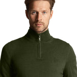 Lyle & Scott Tonal Eagle Merino Blend 1/4 Zip Knit - Cactus Green