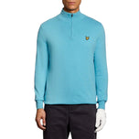 Lyle & Scott Quarter Zip Knitted Merino Blend Golf Jumper - Aquamarine Blue