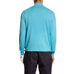 Lyle & Scott Quarter Zip Knitted Merino Blend Golf Jumper - Aquamarine Blue