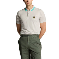 Lyle & Scott Tipped Golf Polo Shirt - Pebble/Mineral Turquoise