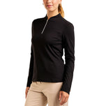 Nivo Women's Leda Long Sleeve Mock Neck Golf Shirt - Black