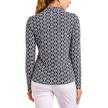 Nivo Women's Lolita Long Sleeve Mock Neck Golf Shirt - Navy/White