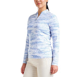 Nivo Women's Lolita UV Long Sleeve Mock Neck Golf Shirt - Gentle Blue