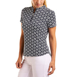 Nivo Women's Lynda Mock Neck Golf Shirt - Navy/White